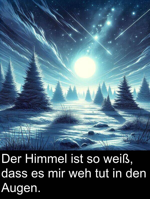 dass: Der Himmel ist so weiß, dass es mir weh tut in den Augen.