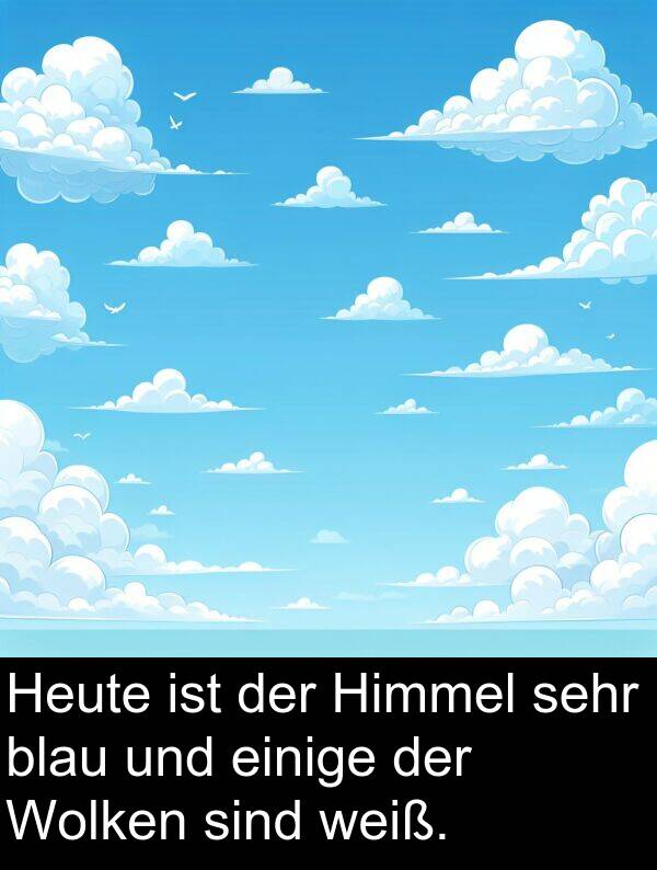 Wolken: Heute ist der Himmel sehr blau und einige der Wolken sind weiß.