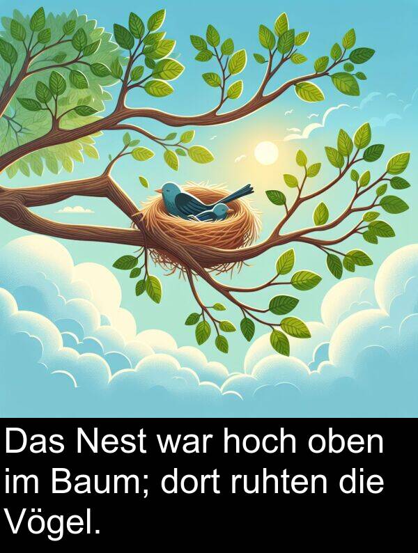 dort: Das Nest war hoch oben im Baum; dort ruhten die Vögel.