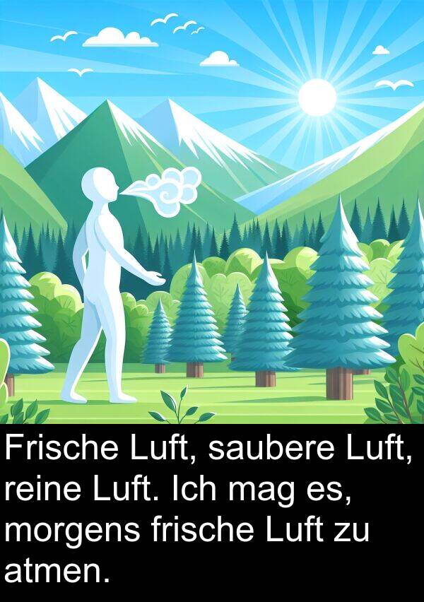Frische: Frische Luft, saubere Luft, reine Luft. Ich mag es, morgens frische Luft zu atmen.