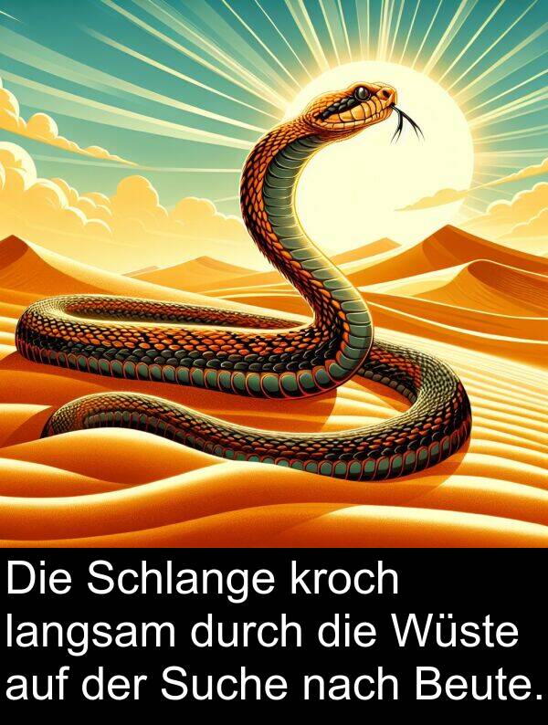 durch: Die Schlange kroch langsam durch die Wüste auf der Suche nach Beute.
