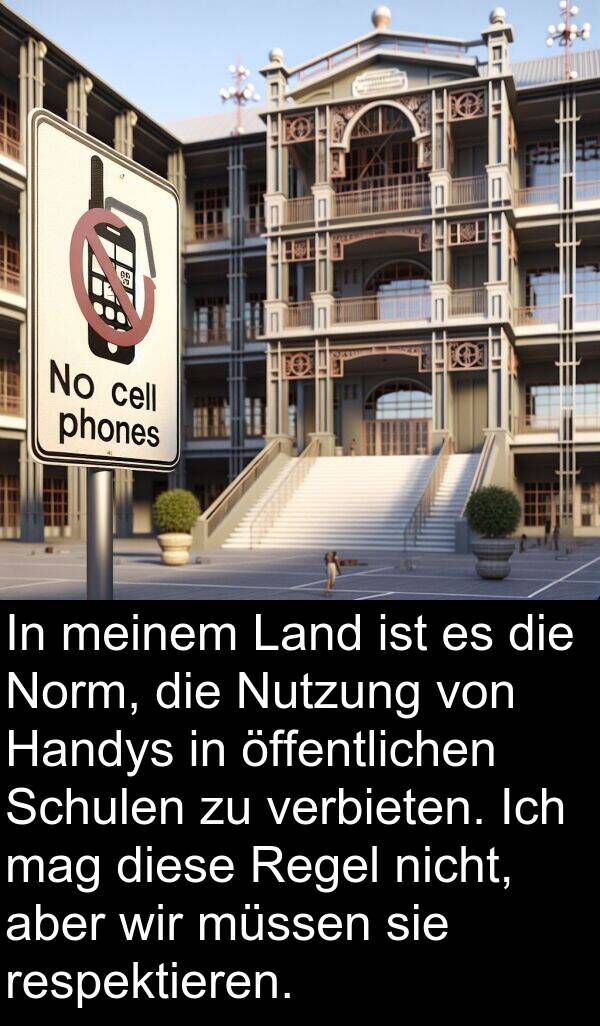 Handys: In meinem Land ist es die Norm, die Nutzung von Handys in öffentlichen Schulen zu verbieten. Ich mag diese Regel nicht, aber wir müssen sie respektieren.