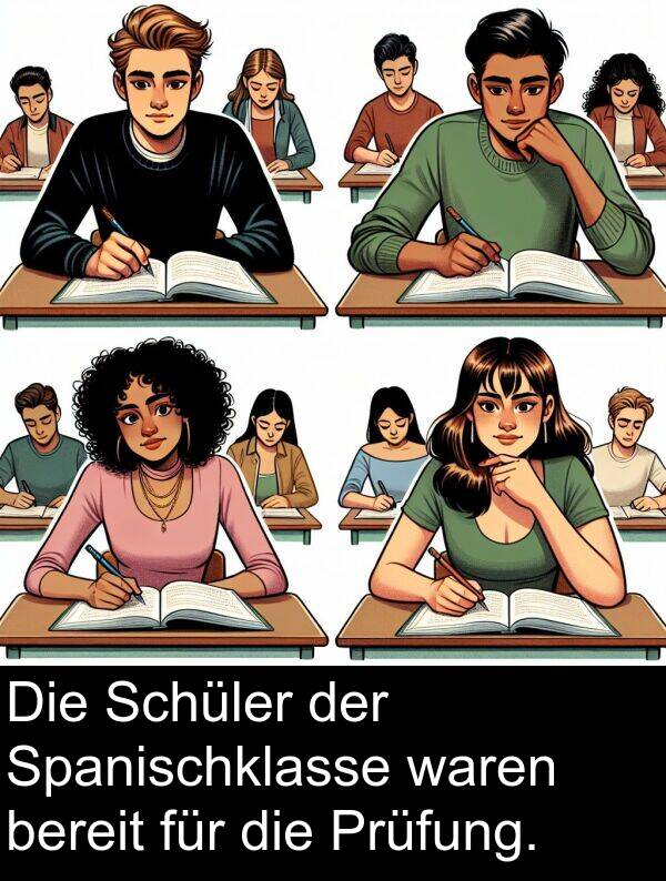 Spanischklasse: Die Schüler der Spanischklasse waren bereit für die Prüfung.