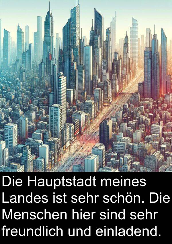 Landes: Die Hauptstadt meines Landes ist sehr schön. Die Menschen hier sind sehr freundlich und einladend.