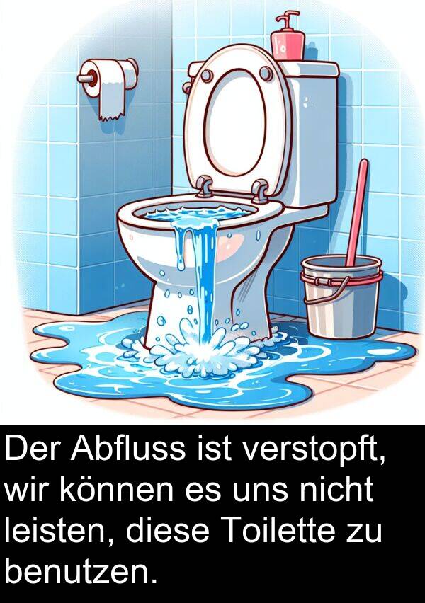 diese: Der Abfluss ist verstopft, wir können es uns nicht leisten, diese Toilette zu benutzen.