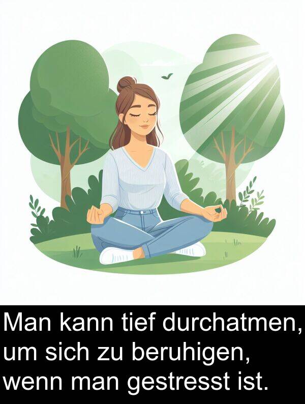 Man: Man kann tief durchatmen, um sich zu beruhigen, wenn man gestresst ist.