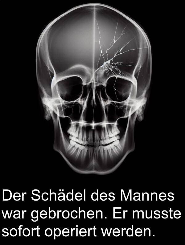 sofort: Der Schädel des Mannes war gebrochen. Er musste sofort operiert werden.