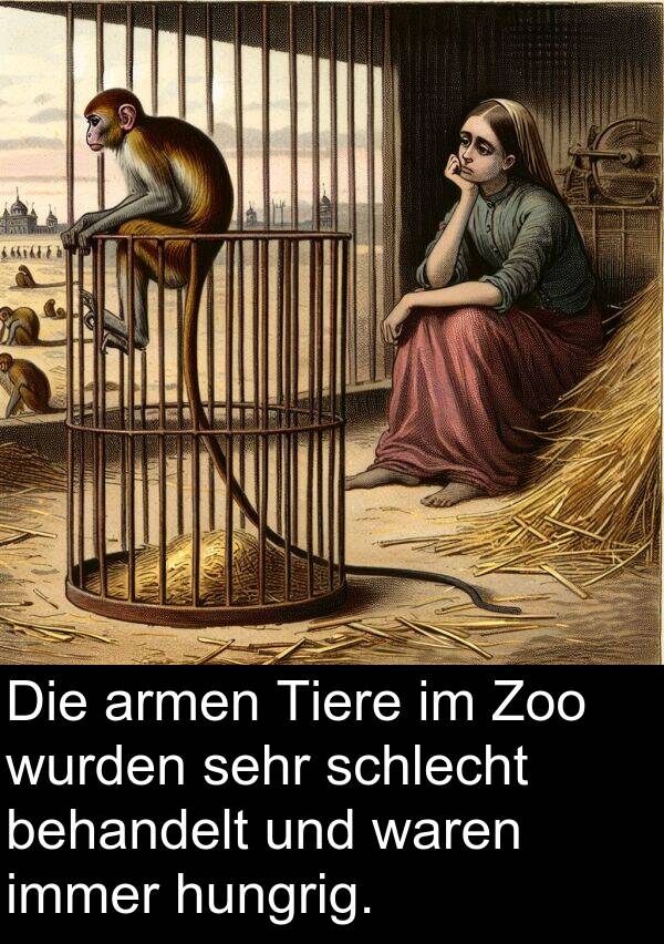 Tiere: Die armen Tiere im Zoo wurden sehr schlecht behandelt und waren immer hungrig.