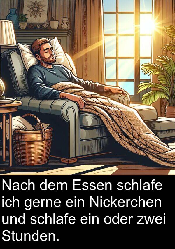zwei: Nach dem Essen schlafe ich gerne ein Nickerchen und schlafe ein oder zwei Stunden.