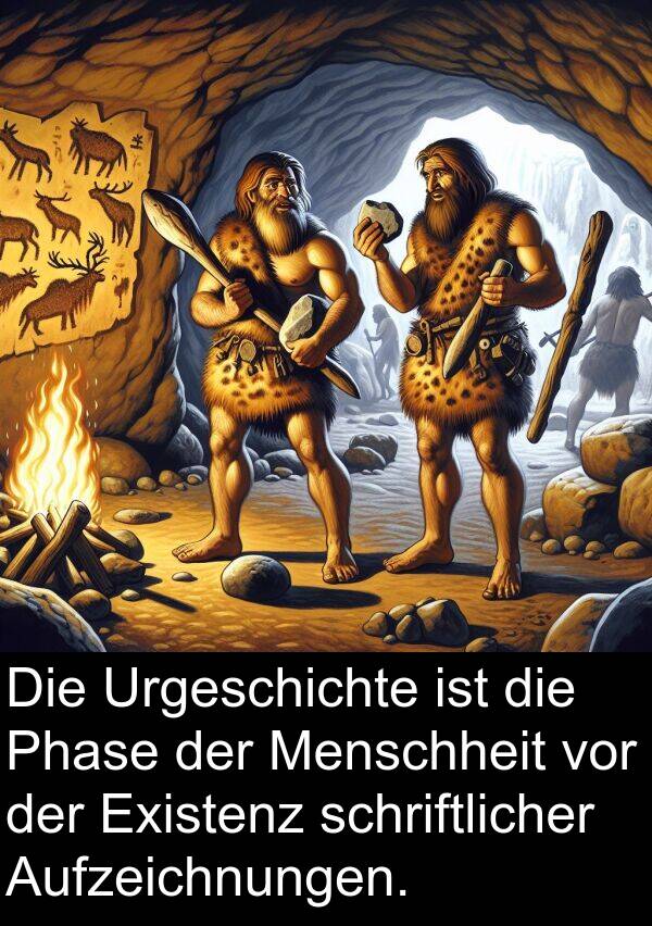 Menschheit: Die Urgeschichte ist die Phase der Menschheit vor der Existenz schriftlicher Aufzeichnungen.