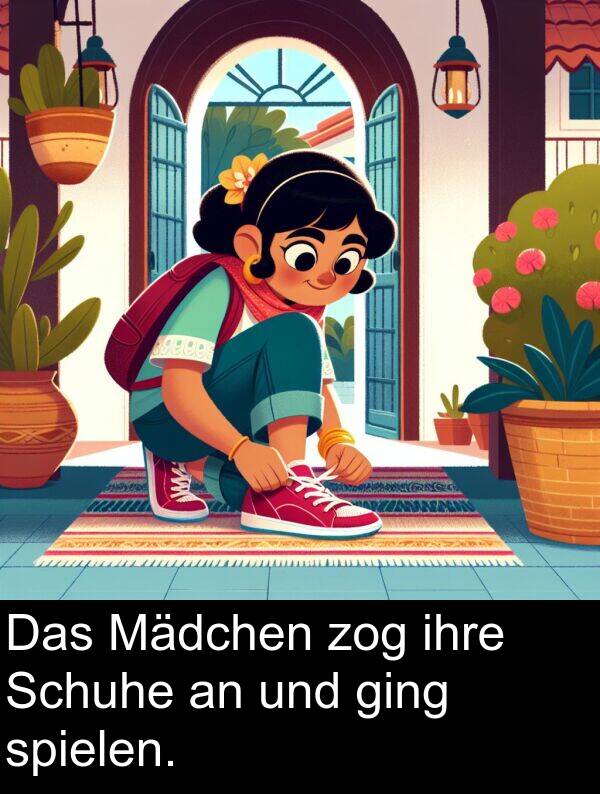 ihre: Das Mädchen zog ihre Schuhe an und ging spielen.