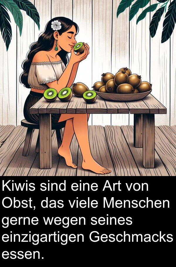 einzigartigen: Kiwis sind eine Art von Obst, das viele Menschen gerne wegen seines einzigartigen Geschmacks essen.