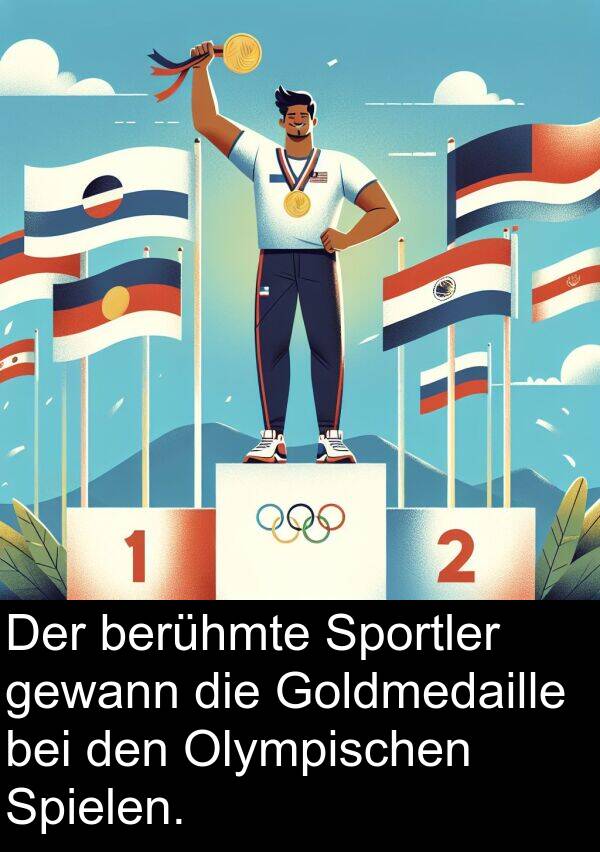 gewann: Der berühmte Sportler gewann die Goldmedaille bei den Olympischen Spielen.