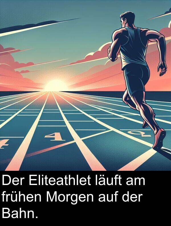 frühen: Der Eliteathlet läuft am frühen Morgen auf der Bahn.