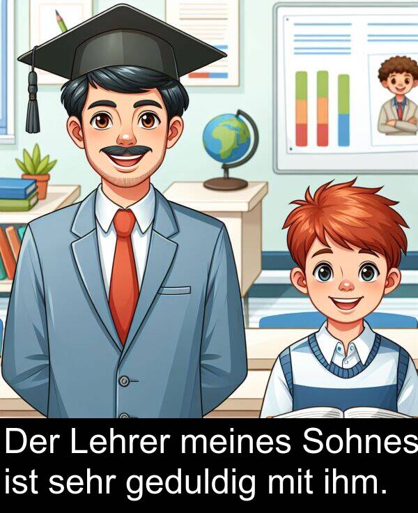 Sohnes: Der Lehrer meines Sohnes ist sehr geduldig mit ihm.