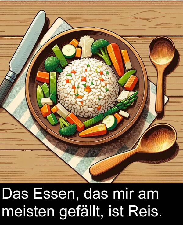 mir: Das Essen, das mir am meisten gefällt, ist Reis.