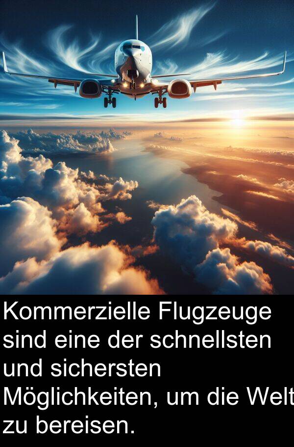 Flugzeuge: Kommerzielle Flugzeuge sind eine der schnellsten und sichersten Möglichkeiten, um die Welt zu bereisen.