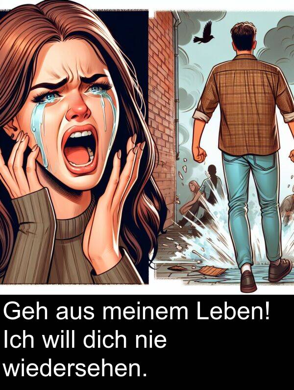 will: Geh aus meinem Leben! Ich will dich nie wiedersehen.