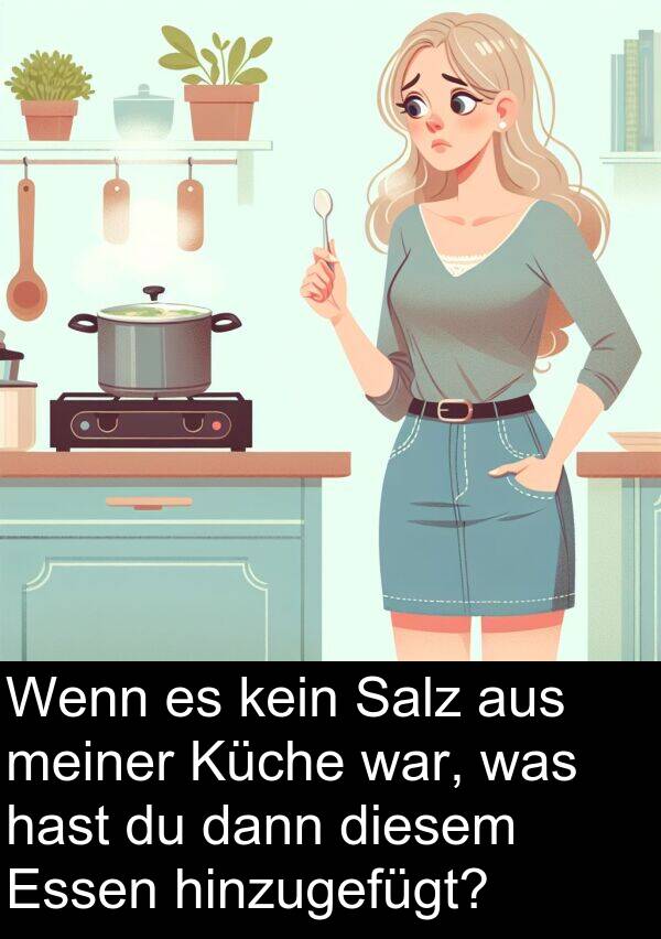 dann: Wenn es kein Salz aus meiner Küche war, was hast du dann diesem Essen hinzugefügt?