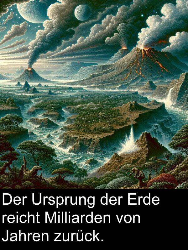 Jahren: Der Ursprung der Erde reicht Milliarden von Jahren zurück.