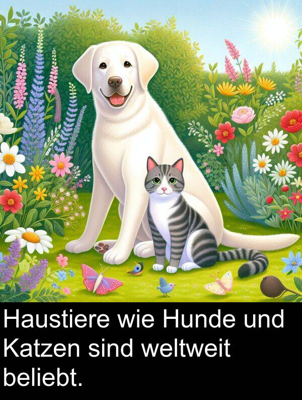 wie: Haustiere wie Hunde und Katzen sind weltweit beliebt.