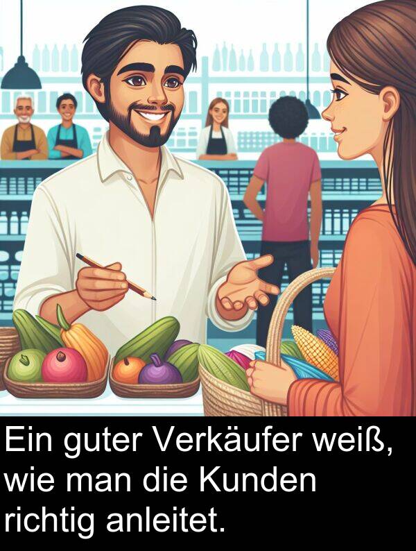 man: Ein guter Verkäufer weiß, wie man die Kunden richtig anleitet.