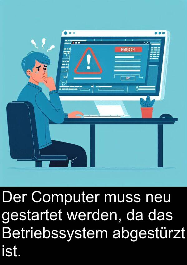gestartet: Der Computer muss neu gestartet werden, da das Betriebssystem abgestürzt ist.