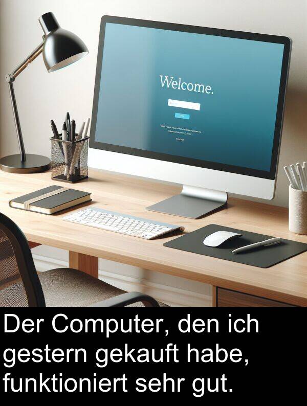 funktioniert: Der Computer, den ich gestern gekauft habe, funktioniert sehr gut.