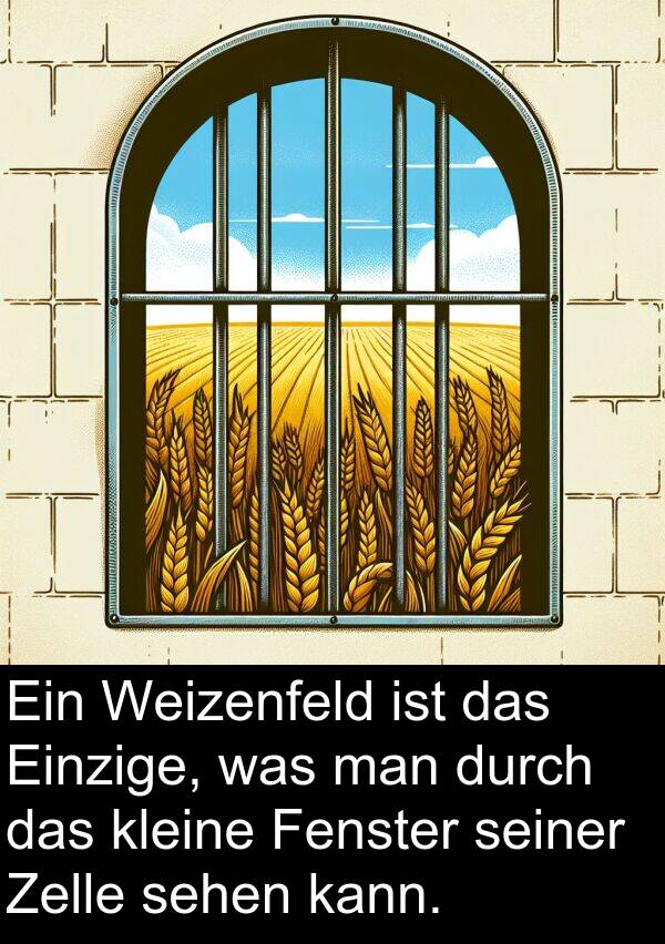 Fenster: Ein Weizenfeld ist das Einzige, was man durch das kleine Fenster seiner Zelle sehen kann.