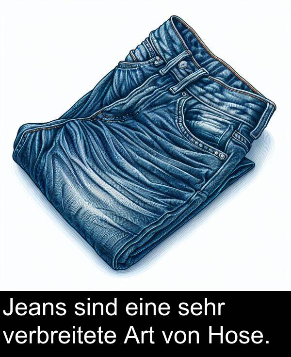 Hose: Jeans sind eine sehr verbreitete Art von Hose.