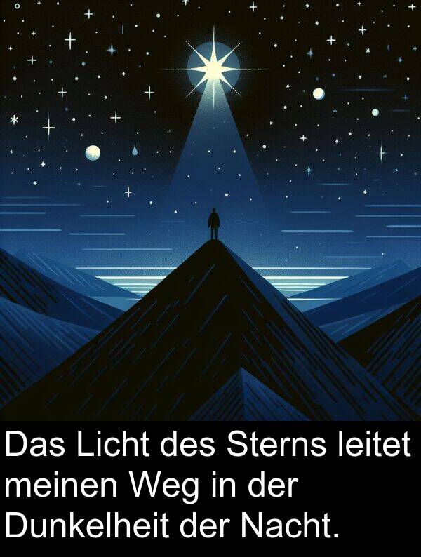 Dunkelheit: Das Licht des Sterns leitet meinen Weg in der Dunkelheit der Nacht.