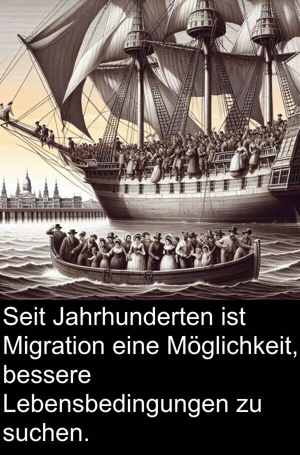 suchen: Seit Jahrhunderten ist Migration eine Möglichkeit, bessere Lebensbedingungen zu suchen.