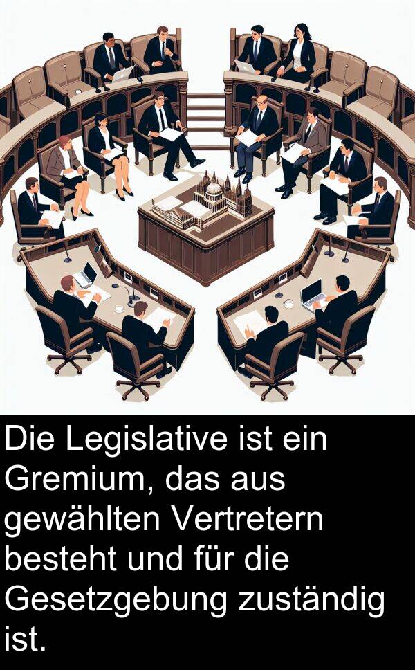 Gesetzgebung: Die Legislative ist ein Gremium, das aus gewählten Vertretern besteht und für die Gesetzgebung zuständig ist.