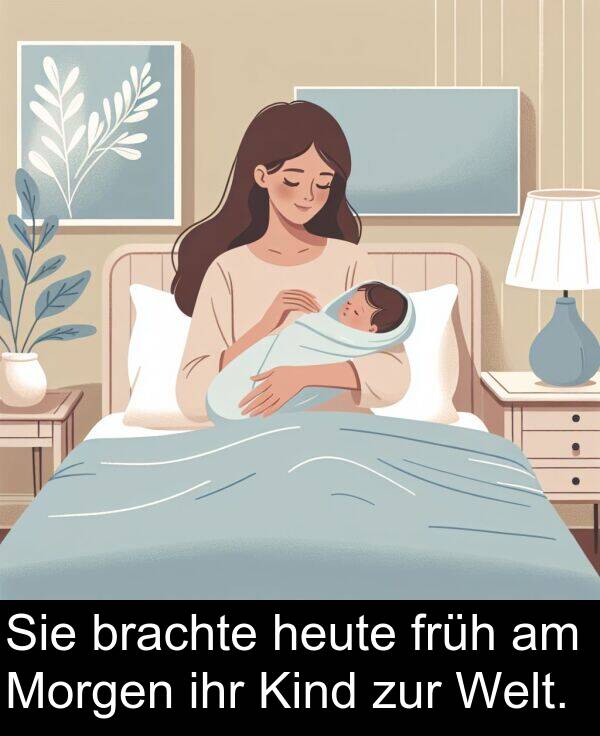 früh: Sie brachte heute früh am Morgen ihr Kind zur Welt.