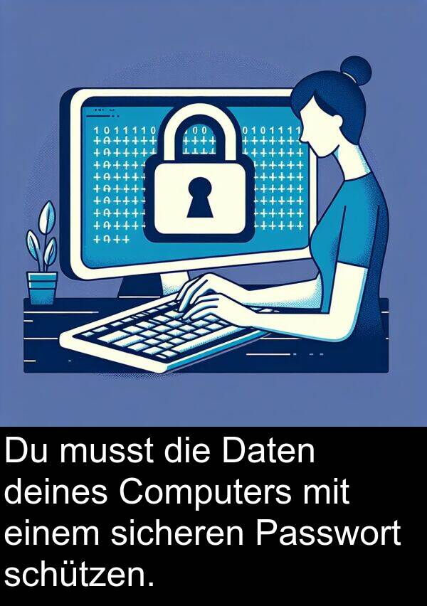 Daten: Du musst die Daten deines Computers mit einem sicheren Passwort schützen.