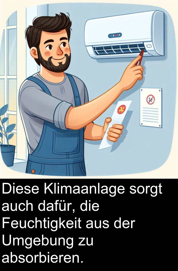 dafür: Diese Klimaanlage sorgt auch dafür, die Feuchtigkeit aus der Umgebung zu absorbieren.