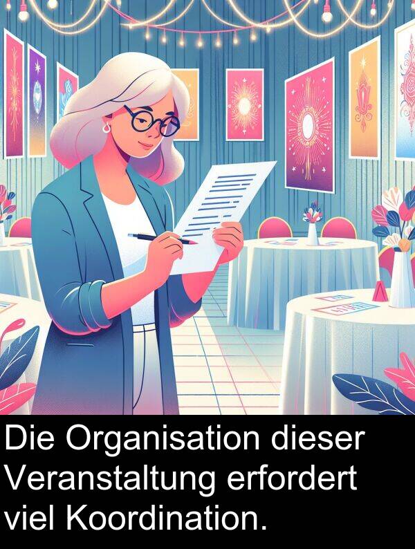 viel: Die Organisation dieser Veranstaltung erfordert viel Koordination.
