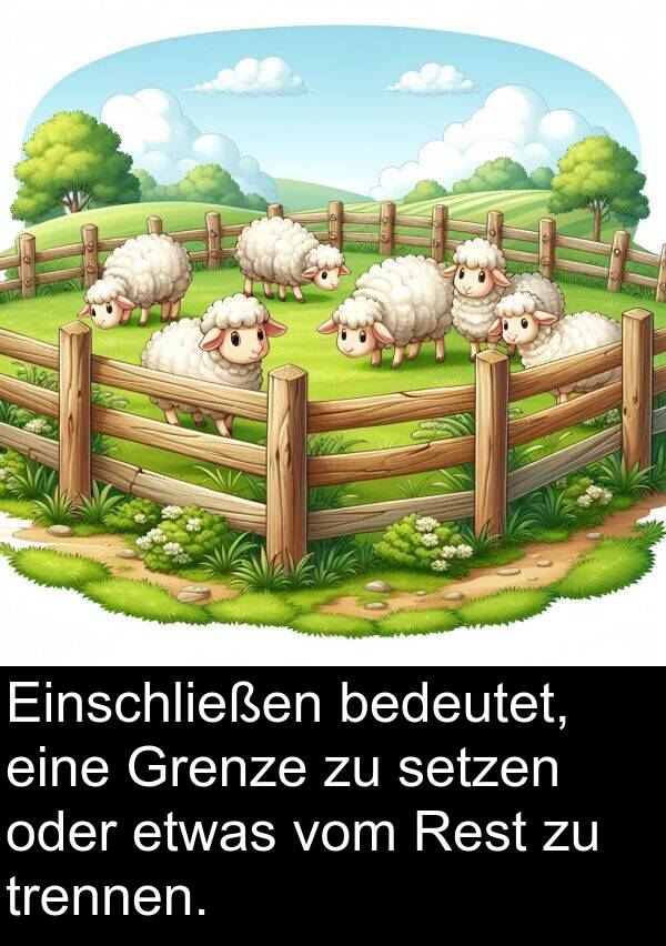 Rest: Einschließen bedeutet, eine Grenze zu setzen oder etwas vom Rest zu trennen.