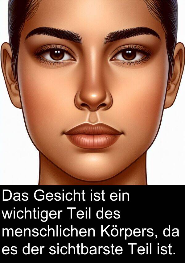 Gesicht: Das Gesicht ist ein wichtiger Teil des menschlichen Körpers, da es der sichtbarste Teil ist.