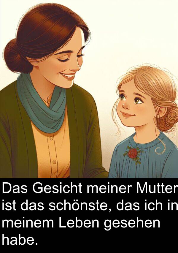 Gesicht: Das Gesicht meiner Mutter ist das schönste, das ich in meinem Leben gesehen habe.