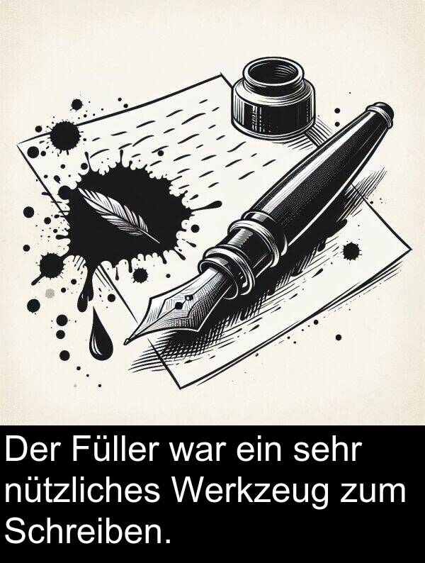 Füller: Der Füller war ein sehr nützliches Werkzeug zum Schreiben.