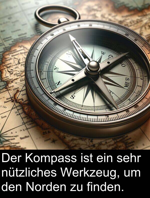 finden: Der Kompass ist ein sehr nützliches Werkzeug, um den Norden zu finden.