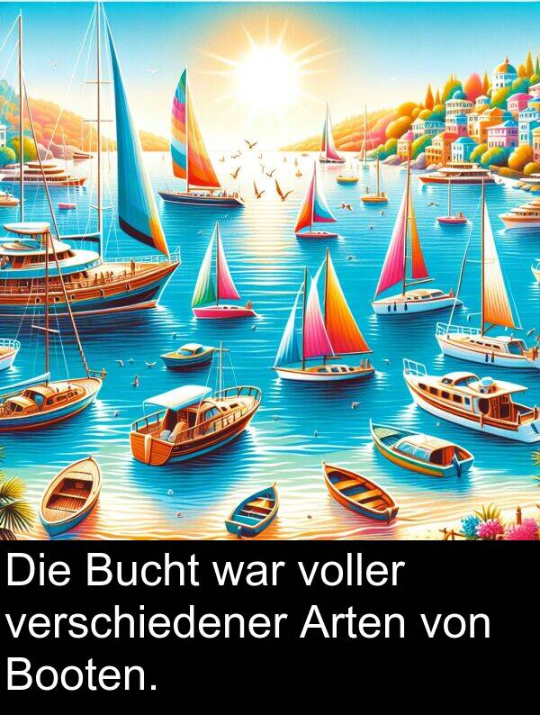 voller: Die Bucht war voller verschiedener Arten von Booten.