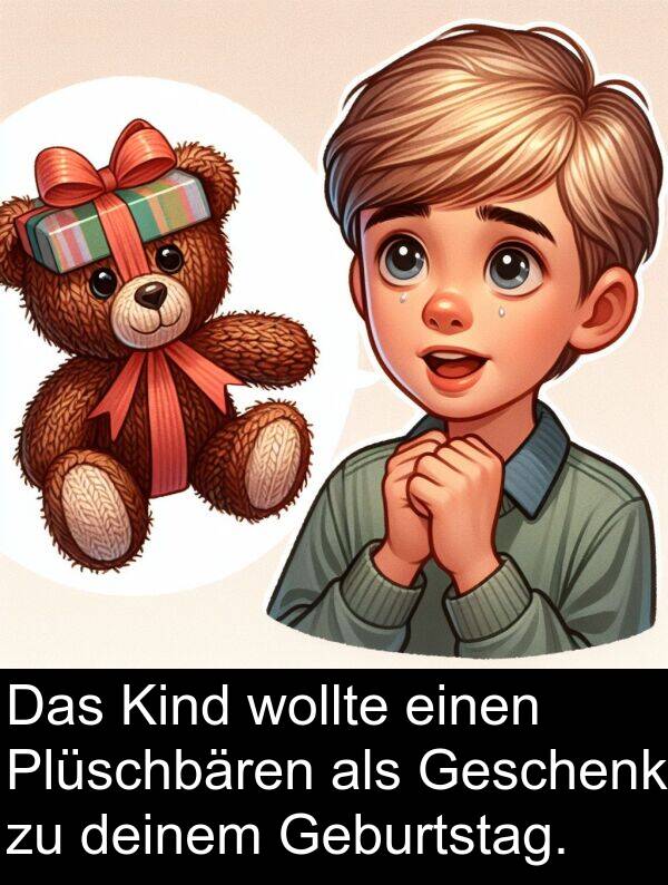 deinem: Das Kind wollte einen Plüschbären als Geschenk zu deinem Geburtstag.