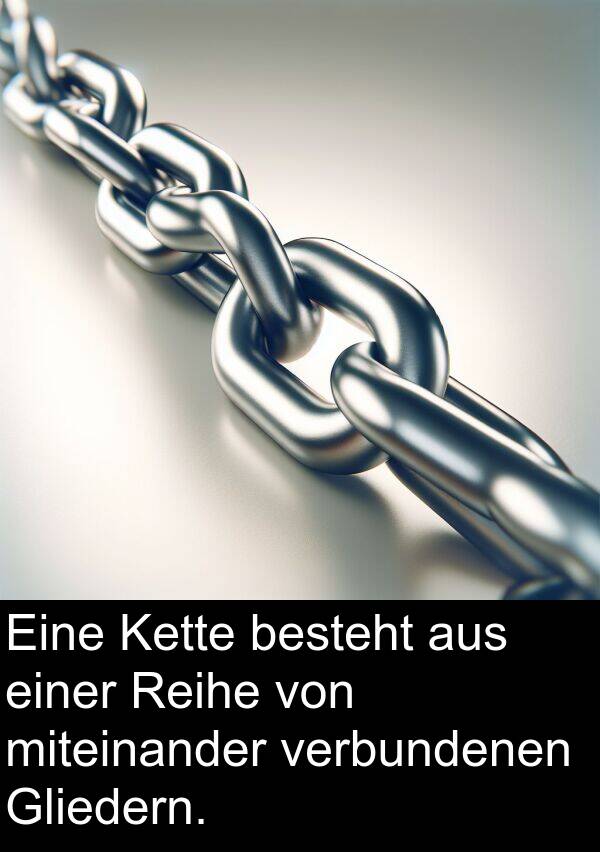 verbundenen: Eine Kette besteht aus einer Reihe von miteinander verbundenen Gliedern.