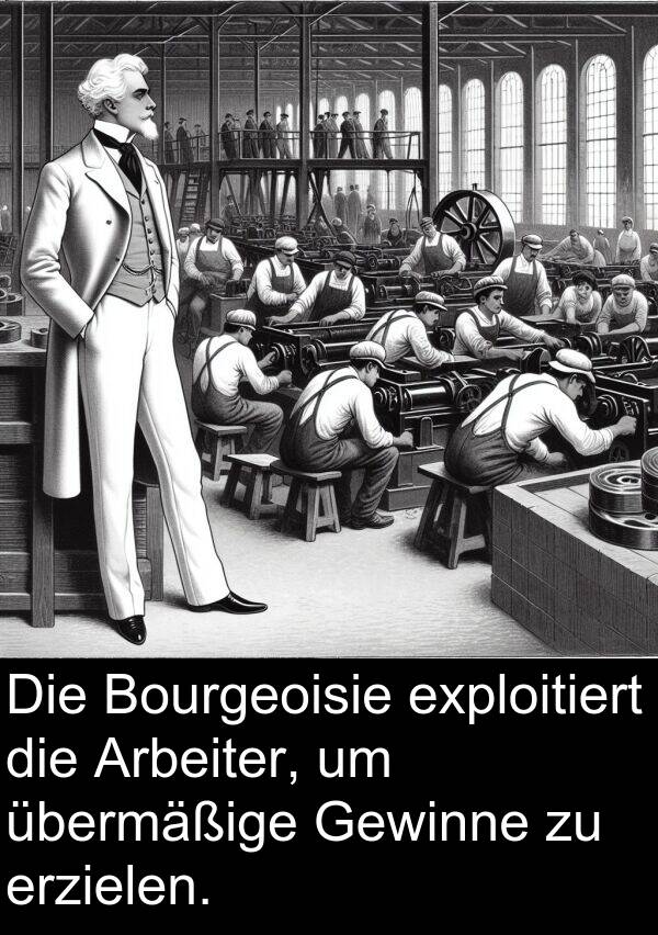 Arbeiter: Die Bourgeoisie exploitiert die Arbeiter, um übermäßige Gewinne zu erzielen.