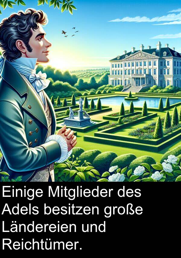 Mitglieder: Einige Mitglieder des Adels besitzen große Ländereien und Reichtümer.