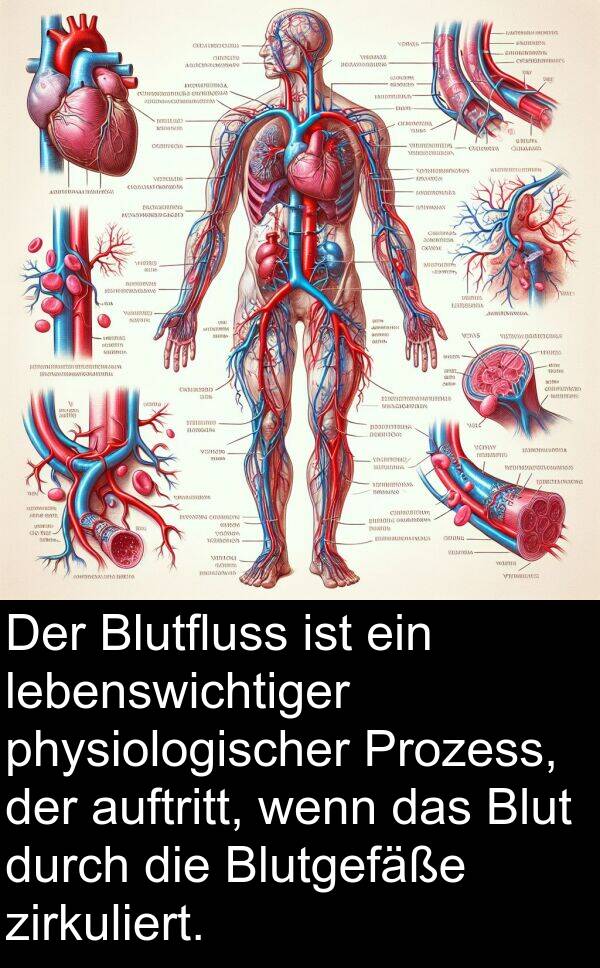 Prozess: Der Blutfluss ist ein lebenswichtiger physiologischer Prozess, der auftritt, wenn das Blut durch die Blutgefäße zirkuliert.