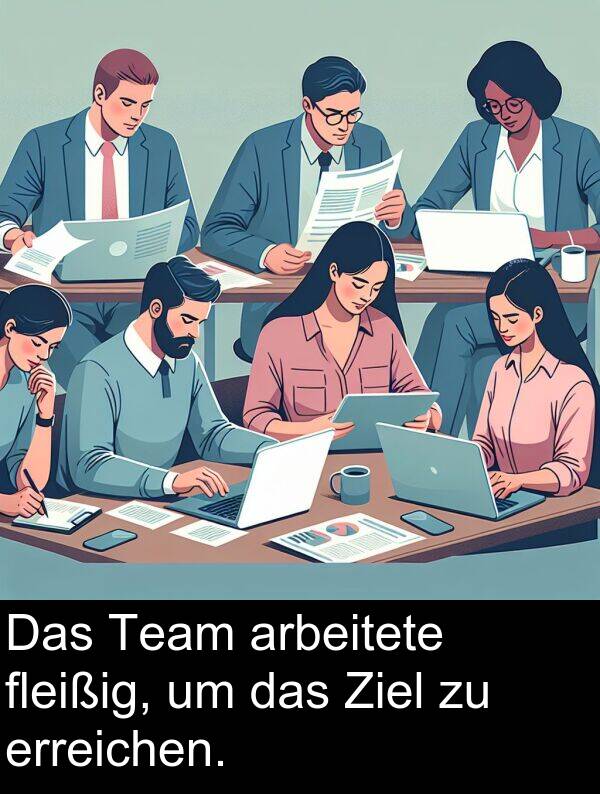 fleißig: Das Team arbeitete fleißig, um das Ziel zu erreichen.