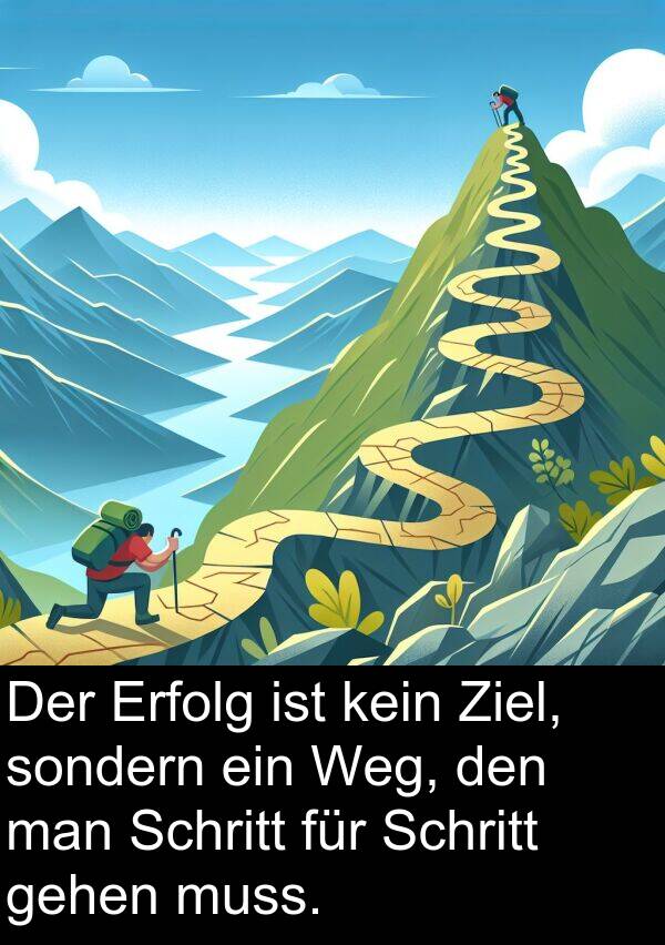 man: Der Erfolg ist kein Ziel, sondern ein Weg, den man Schritt für Schritt gehen muss.
